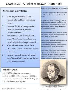 FREE Discussion Guide for When Lightning Struck! The Story of Martin Luther